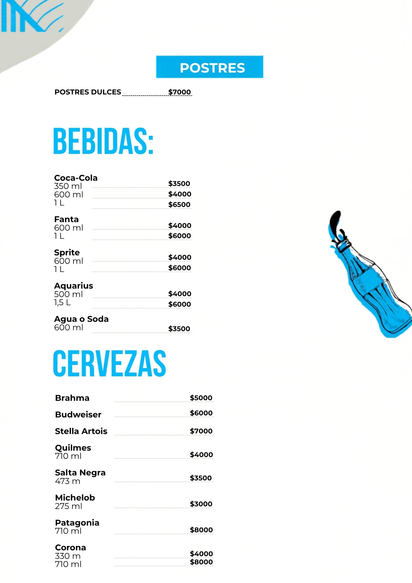Carta de Evita Bar, página 3